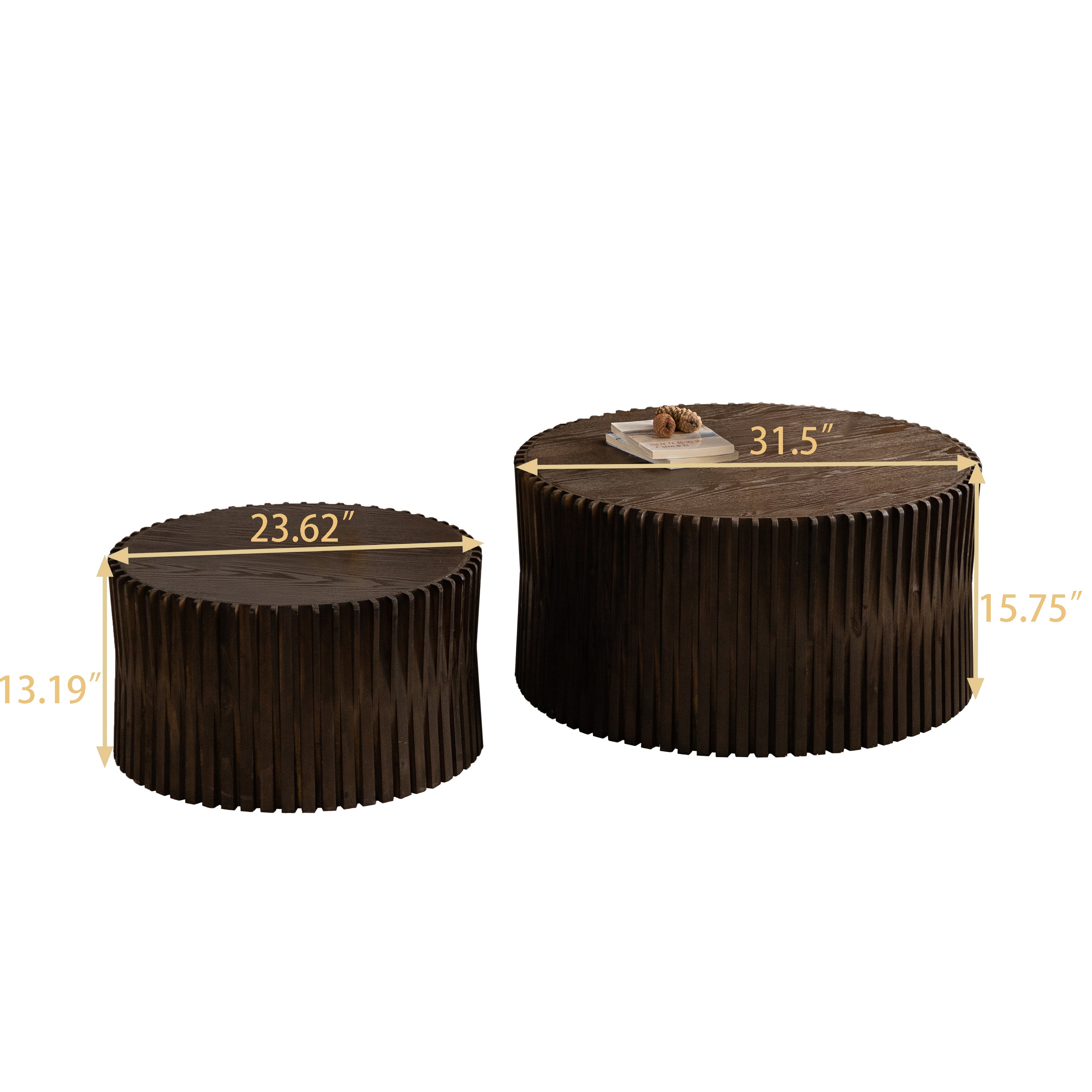 Vintage Dark Brown Cylindrical Nesting Coffee