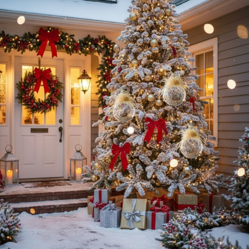 4PCS Set 4.7in Christmas Glass Ball Ornaments For Wall Hanging Tree Holiday Home Decorations