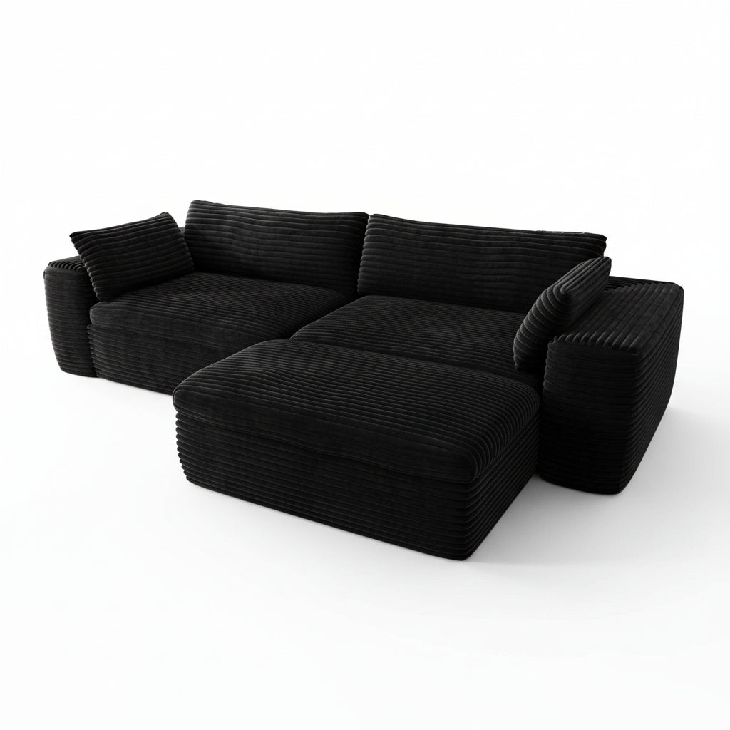 Cloud Sectional Couch with L-Shape Chaise — Black Modular Sofa, No Assembly