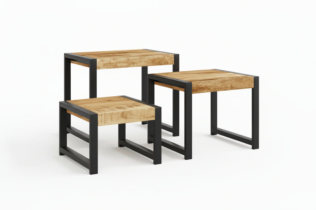 Nesting Tables 3 Pieces Solid Mango Wood