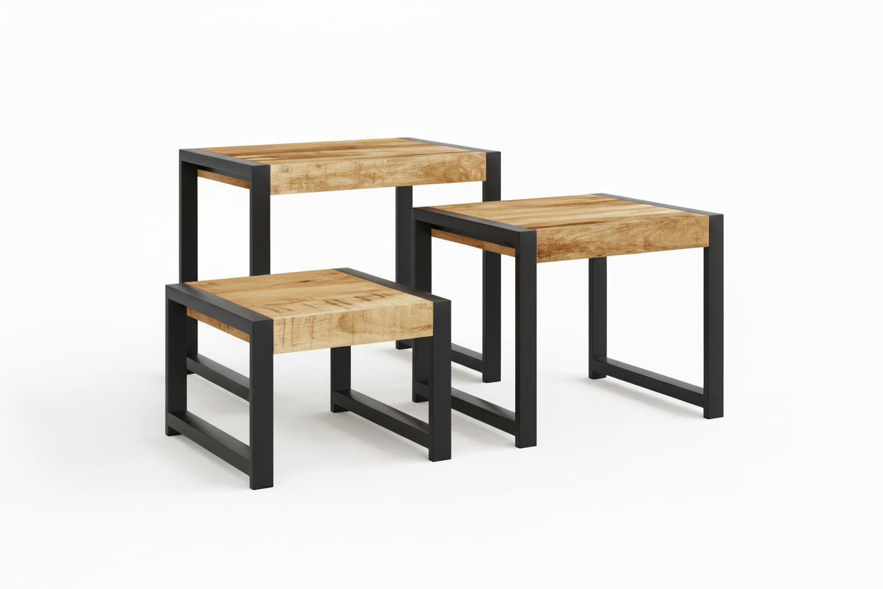 Nesting Tables 3 Pieces Solid Mango Wood