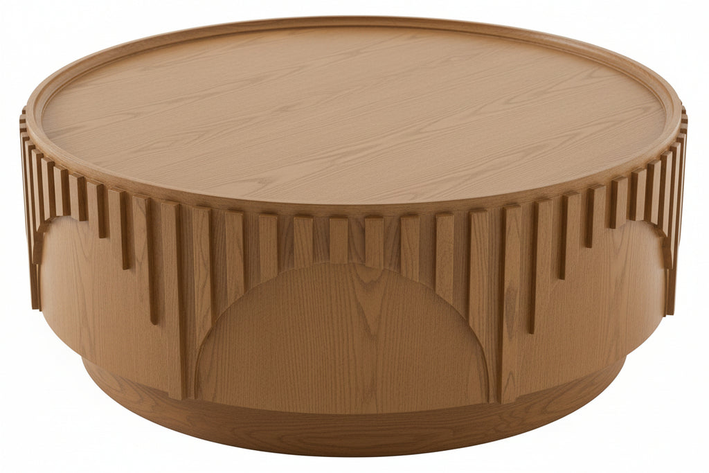 Round Solid-Wood Veneer Coffee Table