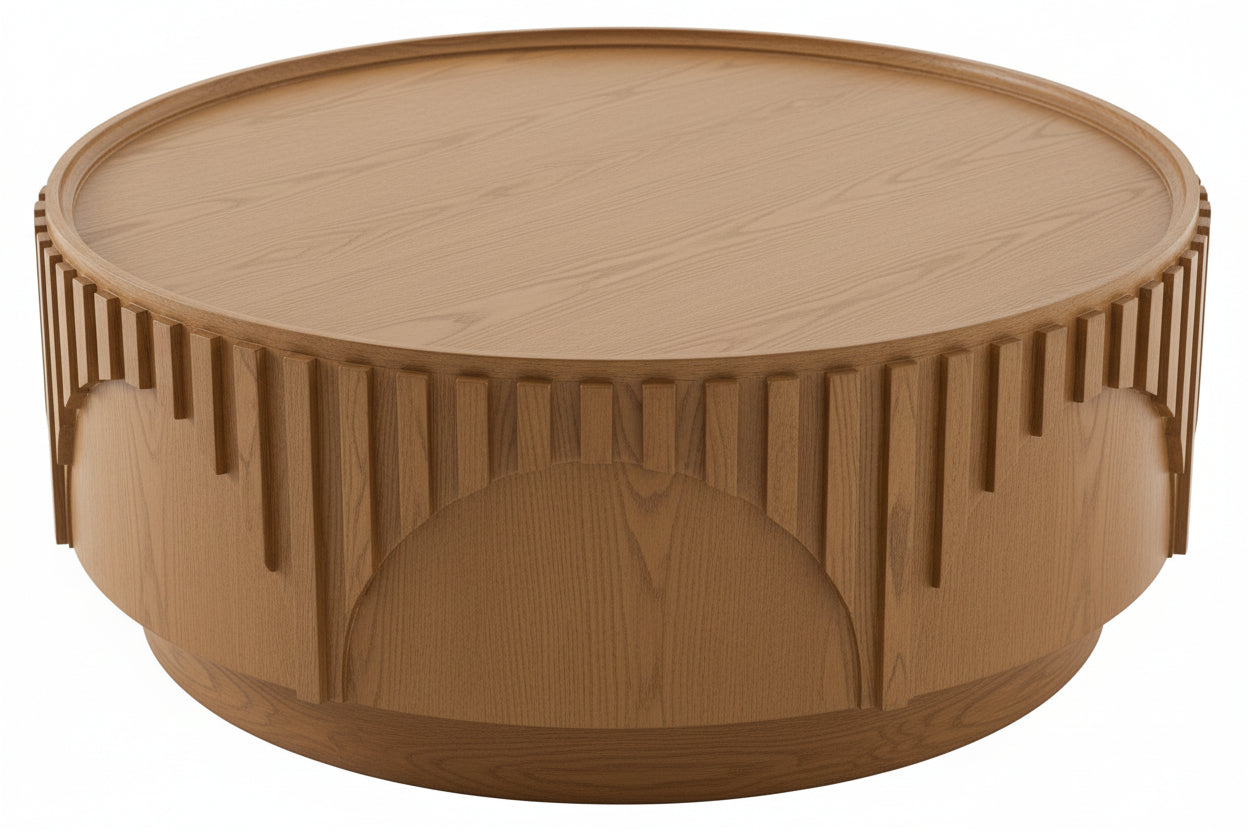 Round Solid-Wood Veneer Coffee Table