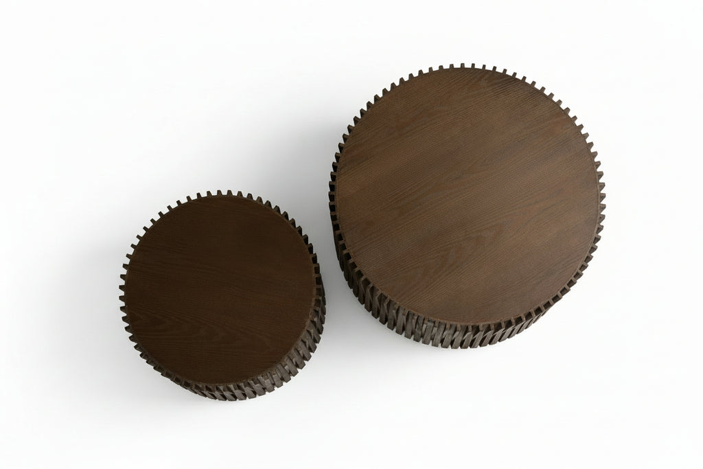 Vintage Dark Brown Cylindrical Nesting Coffee