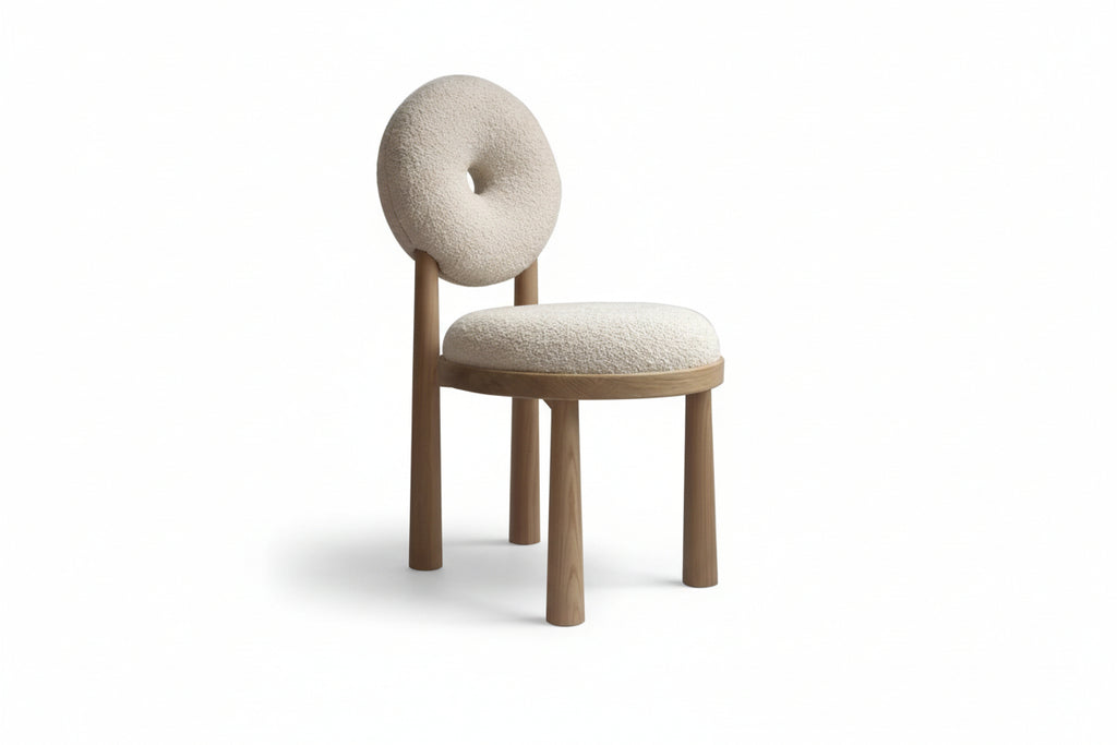 Berber Fleece Nordic Armchair-  Soft Bouclé Dining, Desk & Vanity Chair