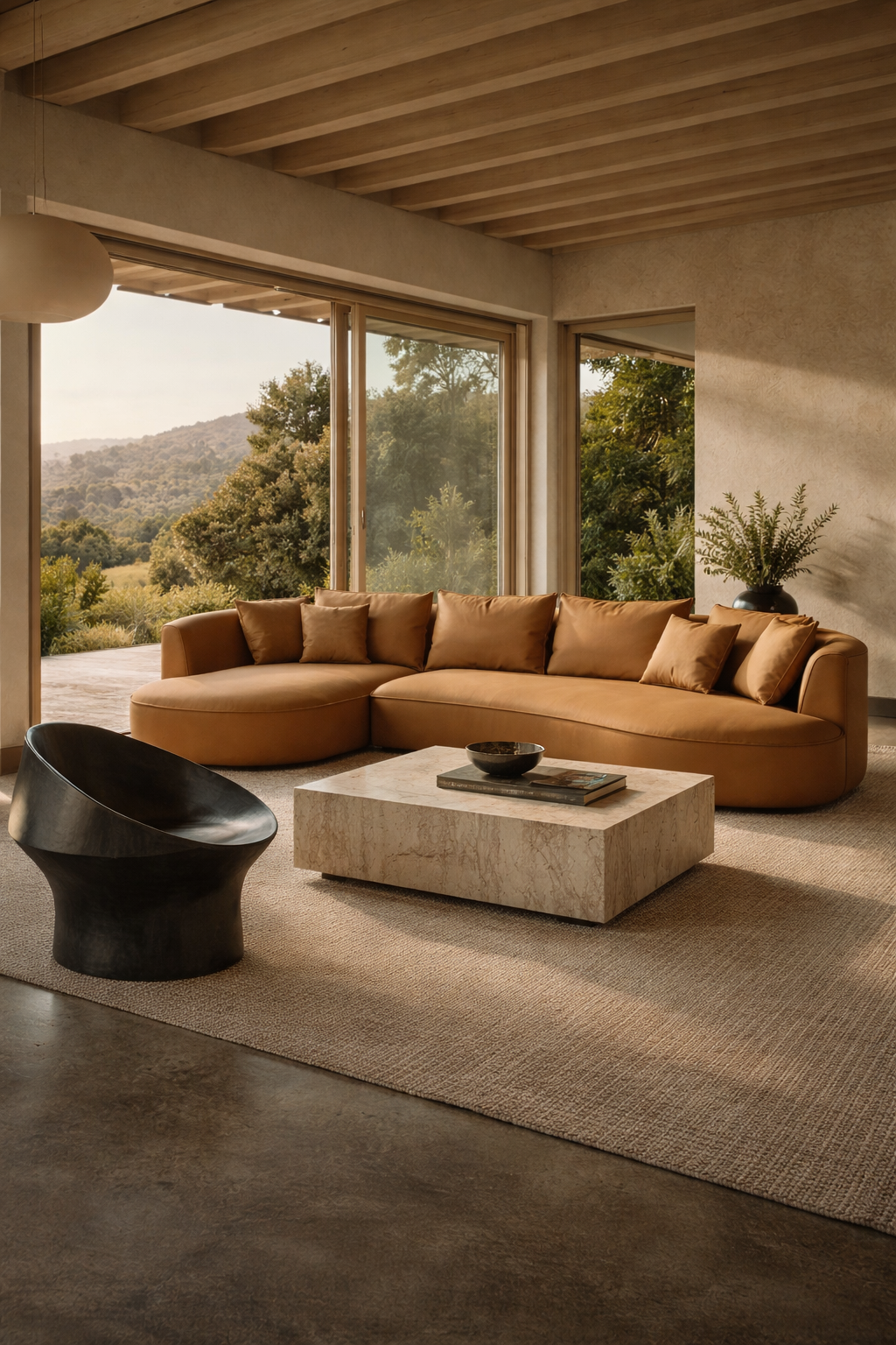 Tangerine Sectional Curved Sofa