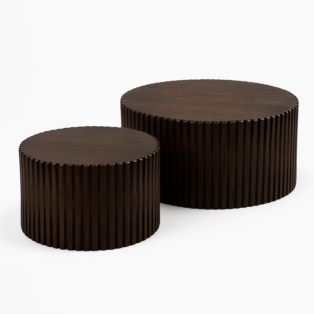 Vintage Dark Brown Cylindrical Nesting Coffee