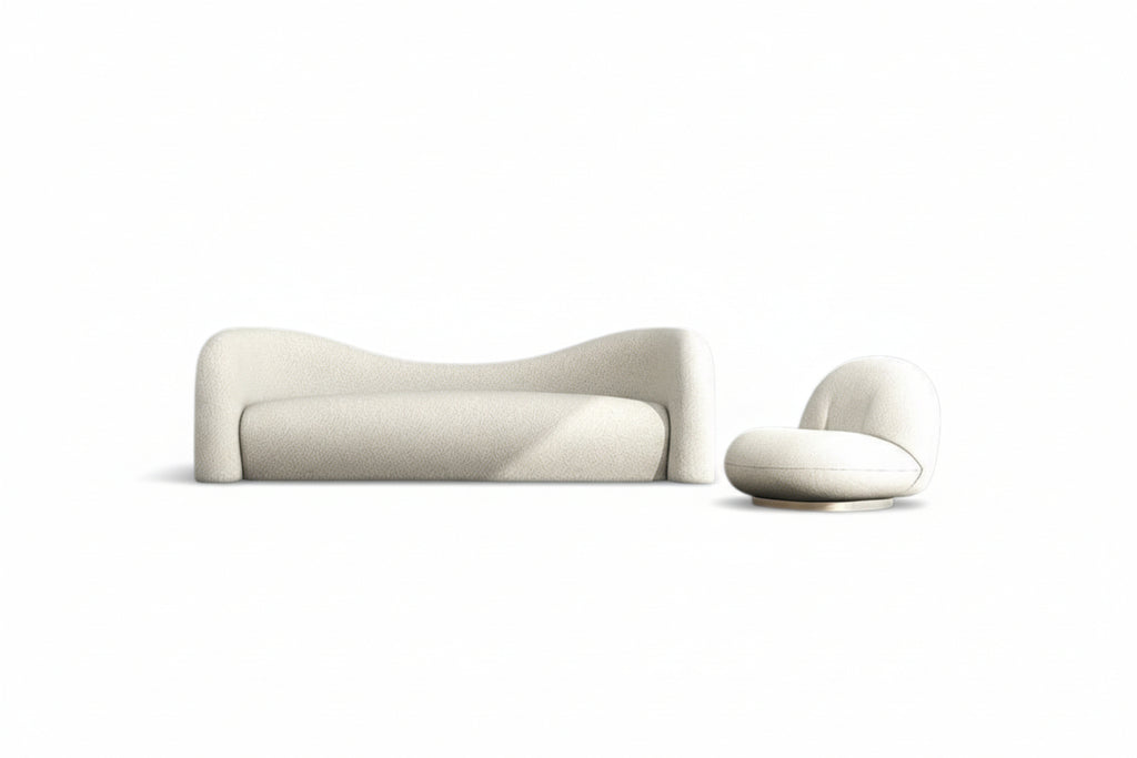 Lamb Wool Living Room Sofa| Luxe Off-White