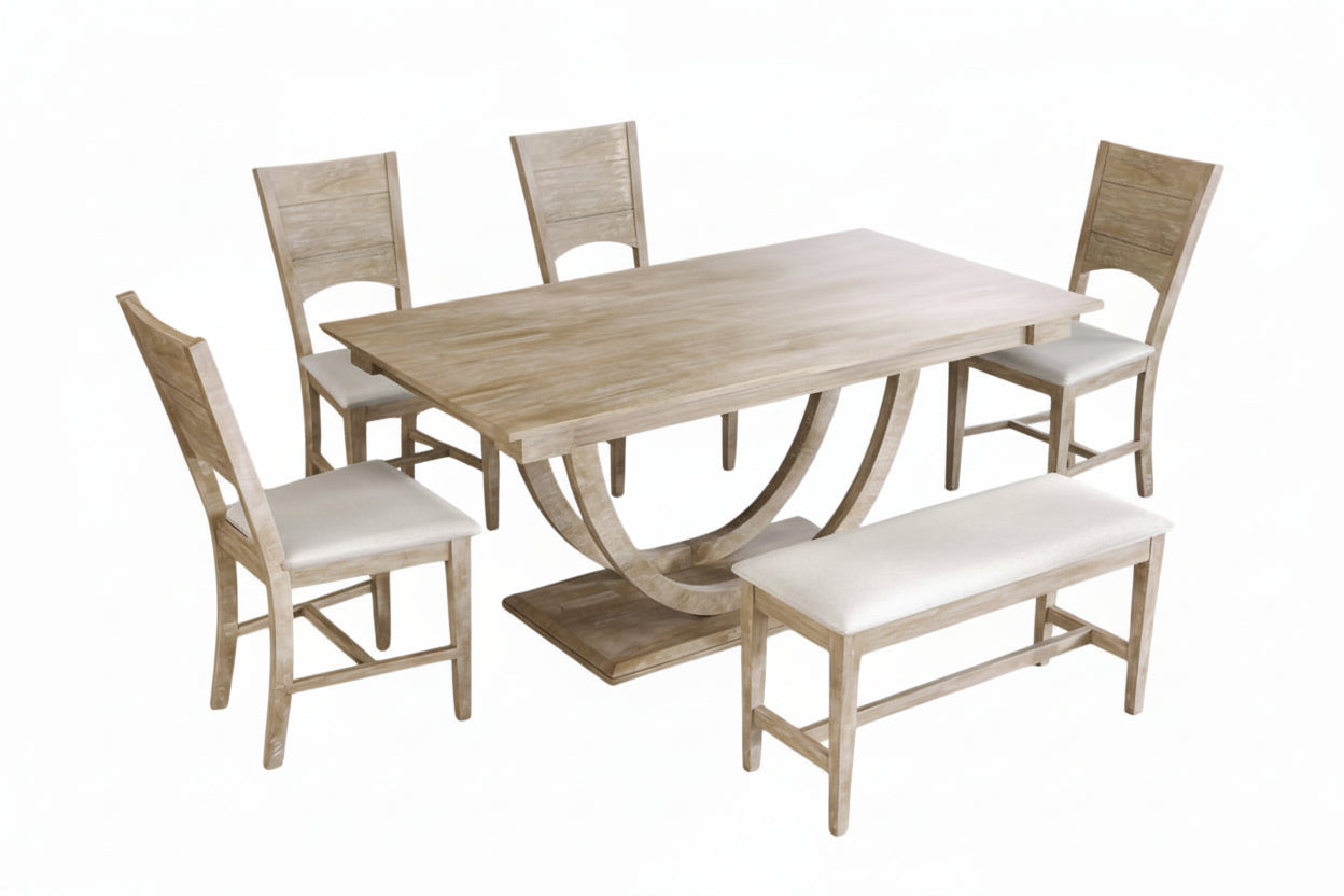 6-Piece Half-Round Wood Dining Set