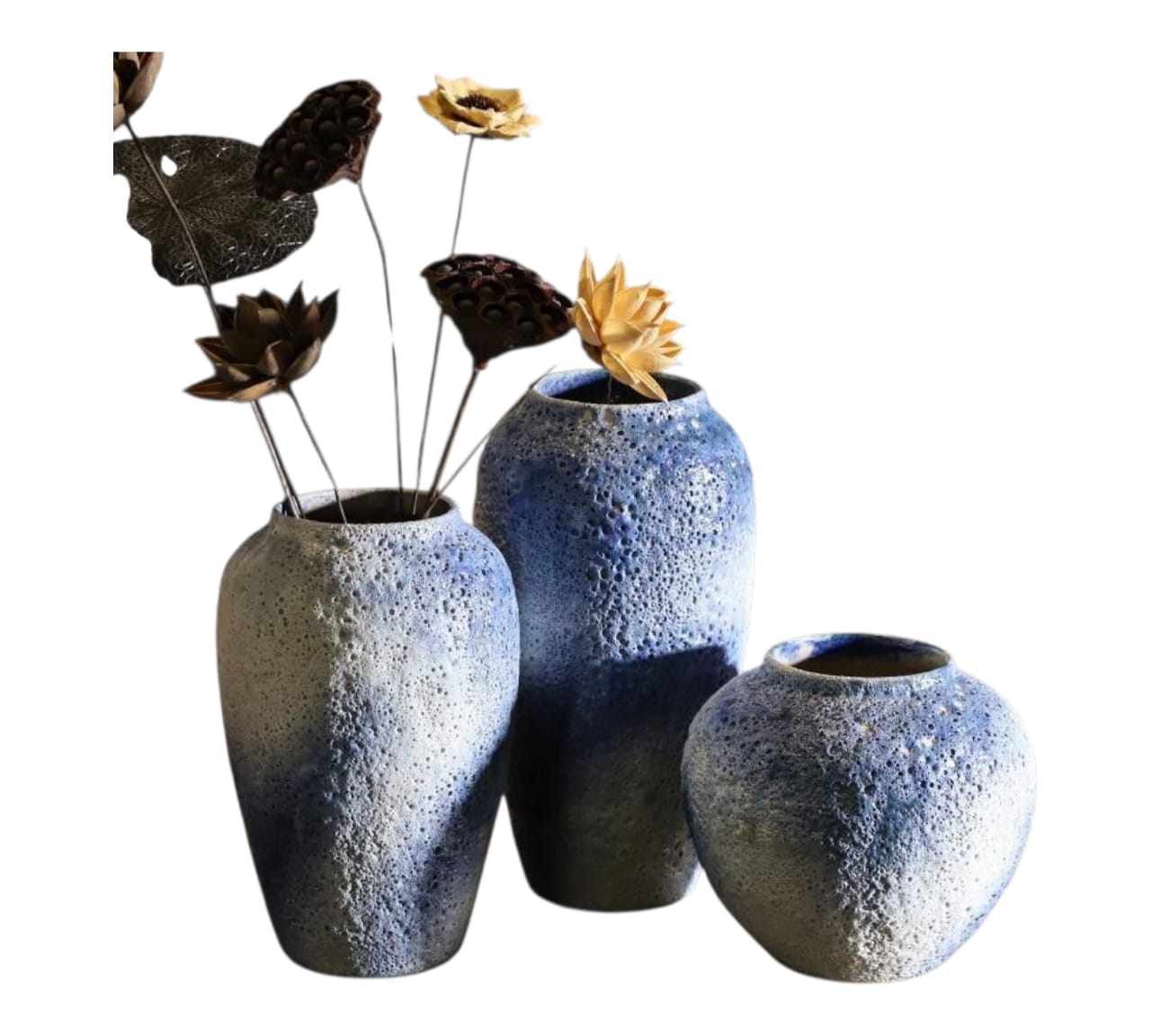 A Starry White Vase With Dried Flowers