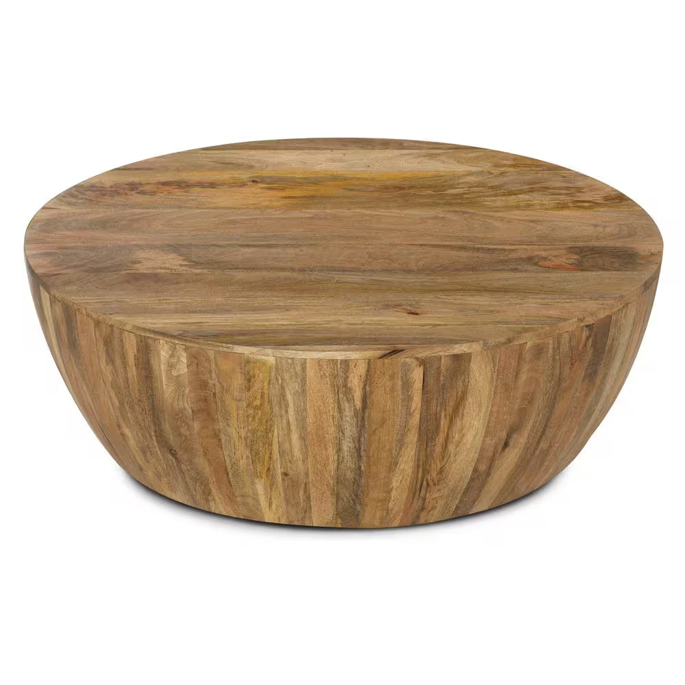 Goa 36 In. Natural round Wood Top Coffee Table