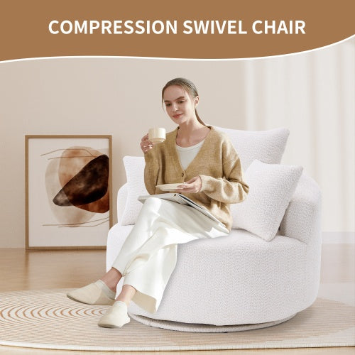 Swivel Compression Chair – White Crochet Yarn Full-Sponge Comfort
