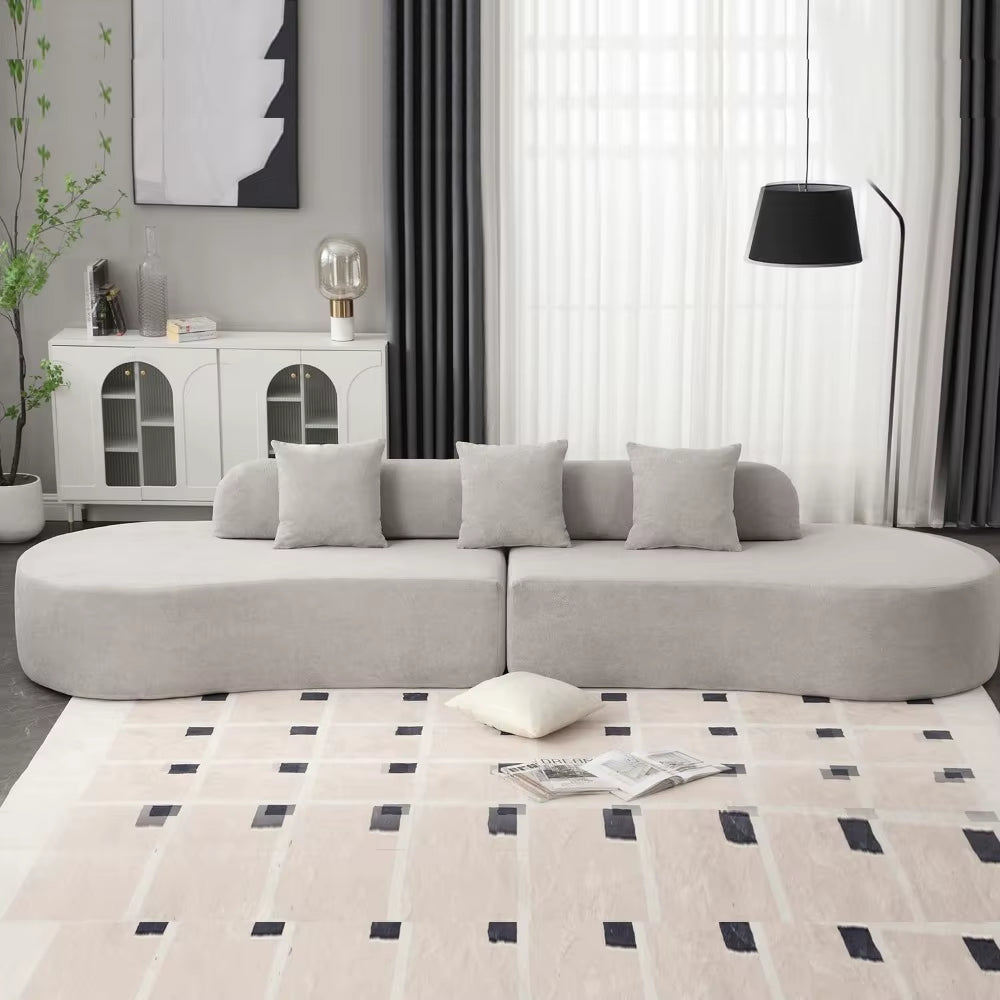 130.5" Curved Sofa, Cloud Sectional Boneless Sofa Couch, 3-Seater Oversized Modern Compressed Lounge Couch for Living Room Apart