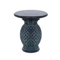 Round Gray Ceramic 21 In. H Outdoor Side Table