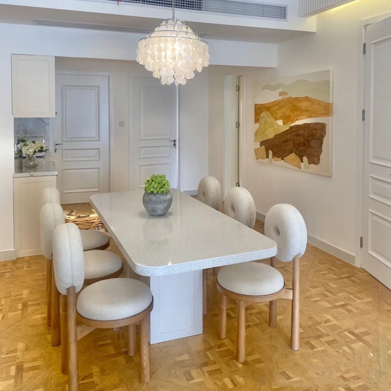 Berber Fleece Nordic Armchair-  Soft Bouclé Dining, Desk & Vanity Chair