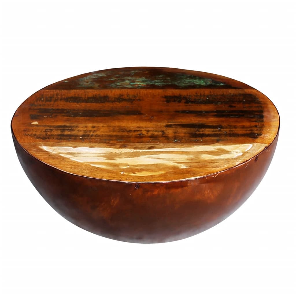 Rustic Bowl-Shaped Solid Reclaimed Wood Coffee Table