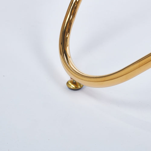 Dining Table With Golden Metal Leg And Tempered Glass,Modern Space Saving Kitchen Table For Living Room,golden Color Metal Legs