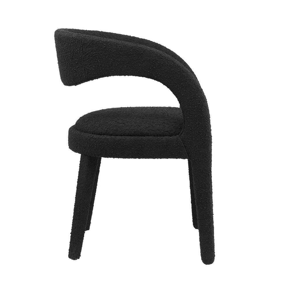 Pinnacle Boucle Upholstered Dining Chair Set of 2 in Black