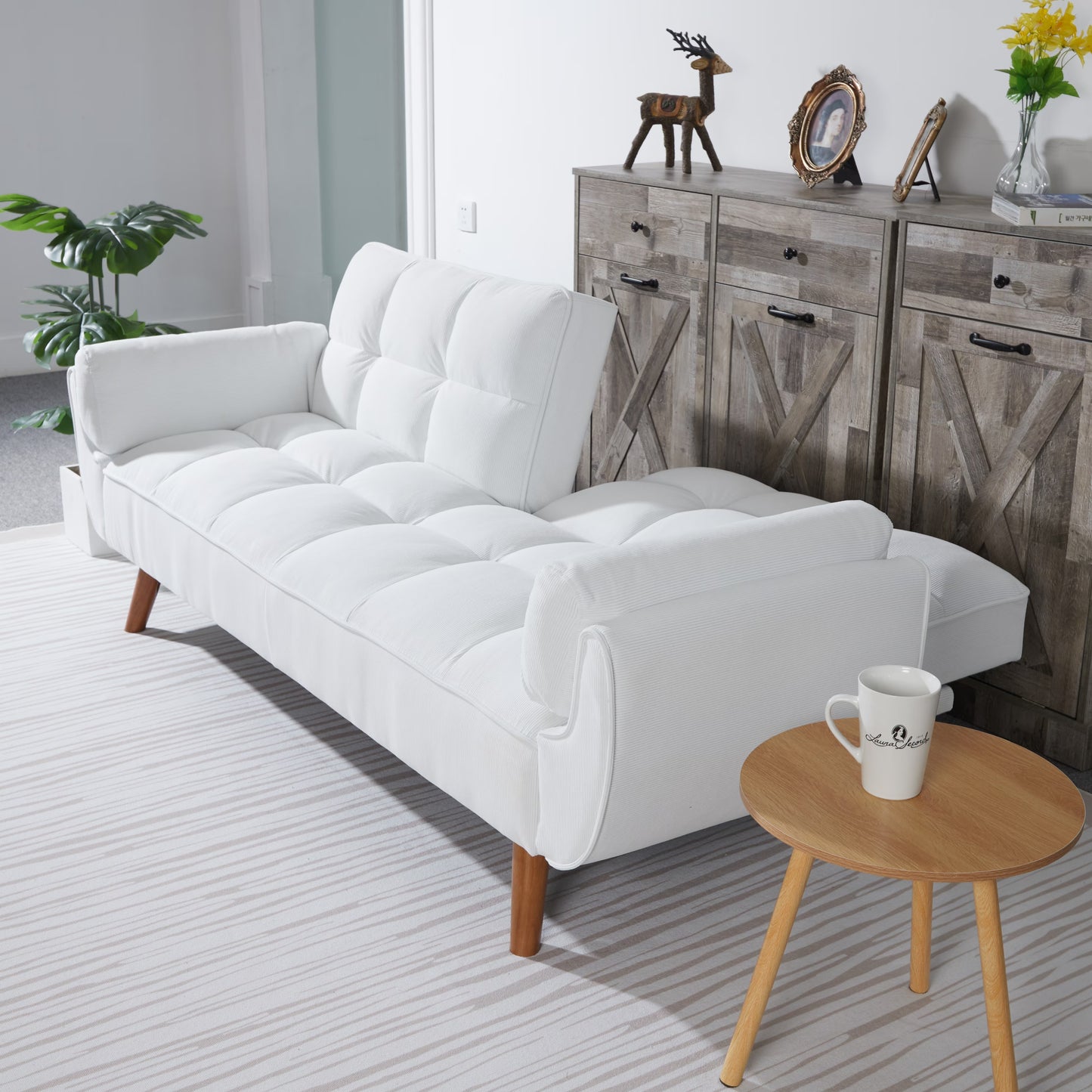 2064 Corduroy Sofa & Sofa Bed – White | Modern Minimalist Comfort | Seraph & Stone