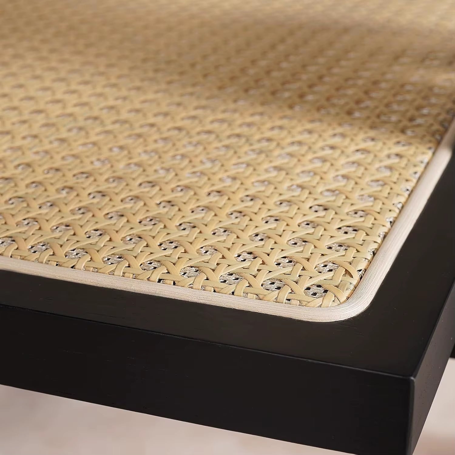 Cane Dining Chairs Set of 4, Rattan Kitchen Chairs Black for Dining Room with Armrest, Customized