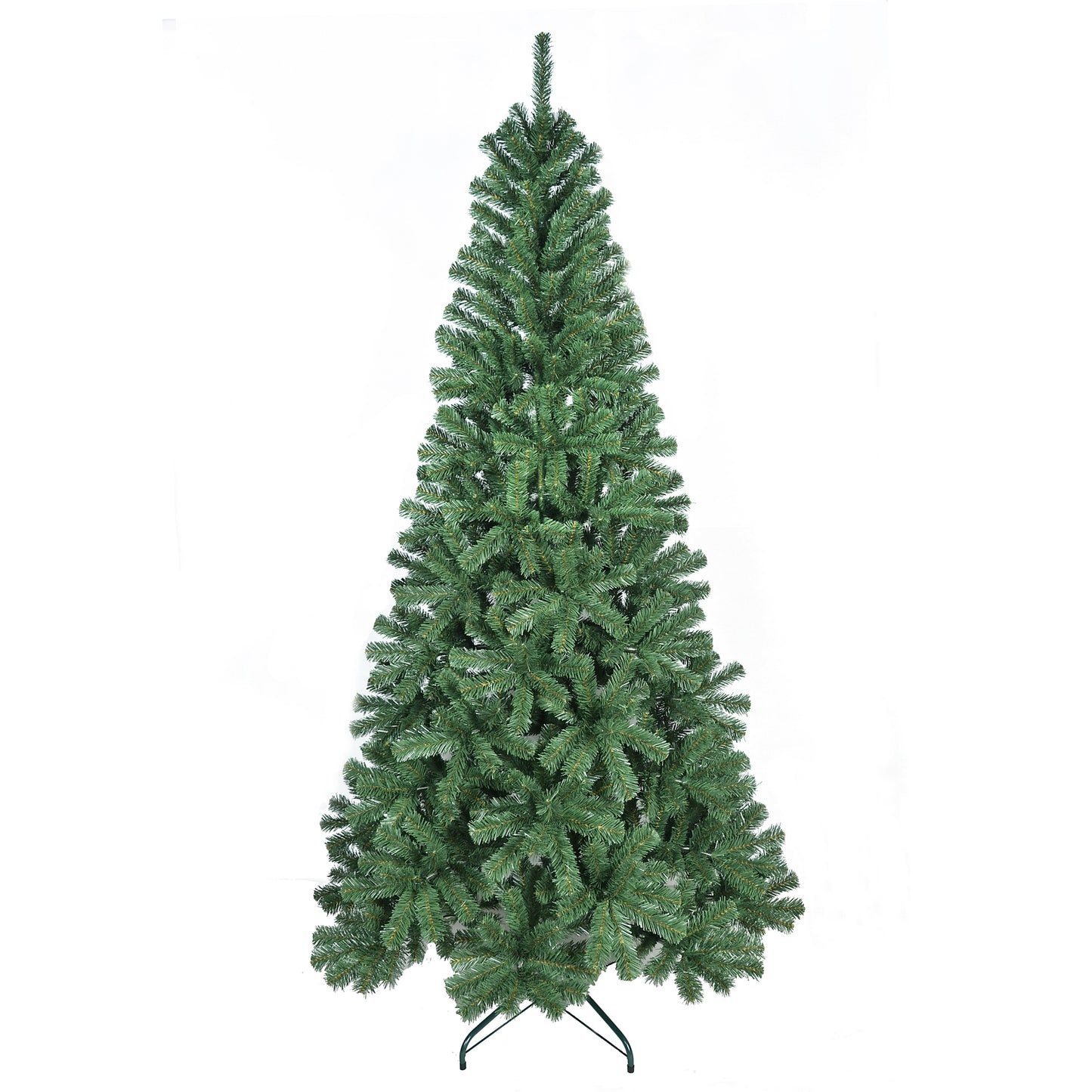 Unlit Artificial Christmas Tree, Green Xmas Tree And Folding Metal Stand For Indoor Holiday Decoration