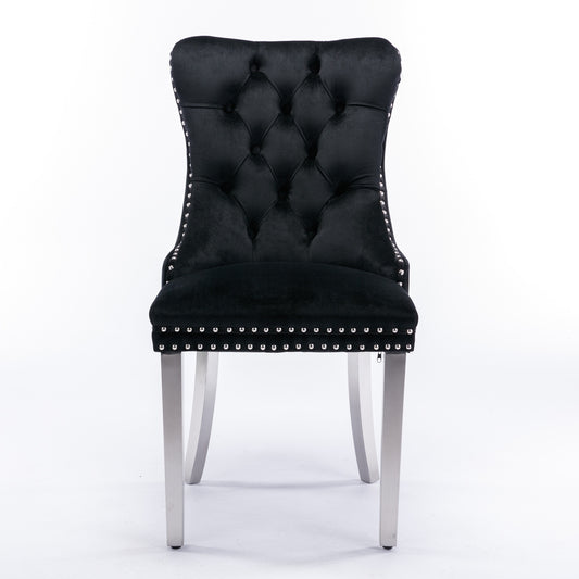 Nikki Modern Velvet Upholstered Dining Chair - Solid Wood, High-end Tufted