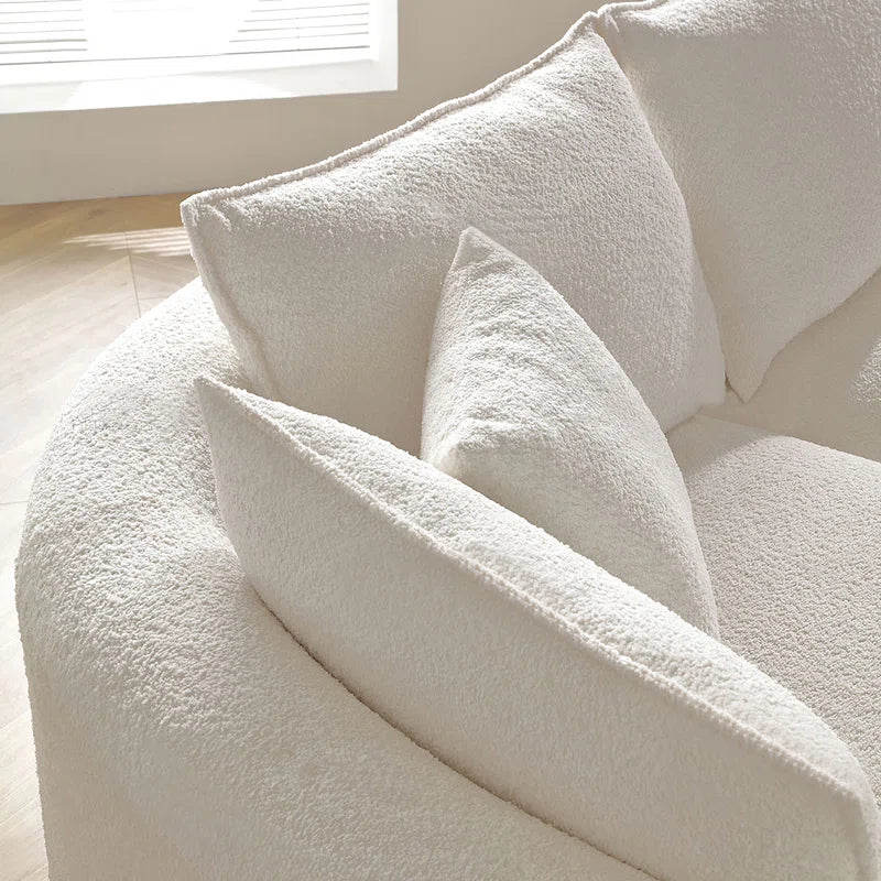 125" Modern Curved Sectional Sofa Couch with Chaise, Upholstery Boucle Sofa Couch with Pillows,Sectional Boucle Fabric Couch for Living Room