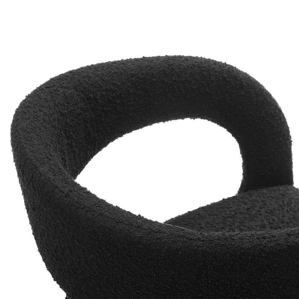 Pinnacle Boucle Upholstered Dining Chair Set of 2 in Black