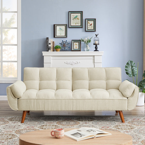 Beige Linen Sofa Lounge Chair — Adjustable Backrest & Easy Assembly | Seraph & Stone