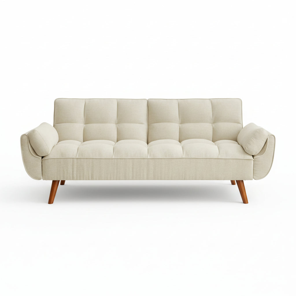 Beige Linen Sofa Lounge Chair — Adjustable Backrest & Easy Assembly | Seraph & Stone