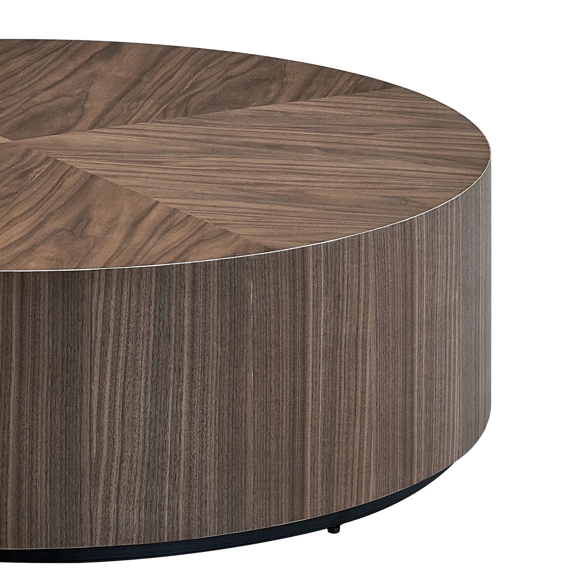 35.43 Inch Modern round Coffee Table MDF Coffee Table for Living Room,Drum Center Table for Apartment,No Need Assembly,Walnut