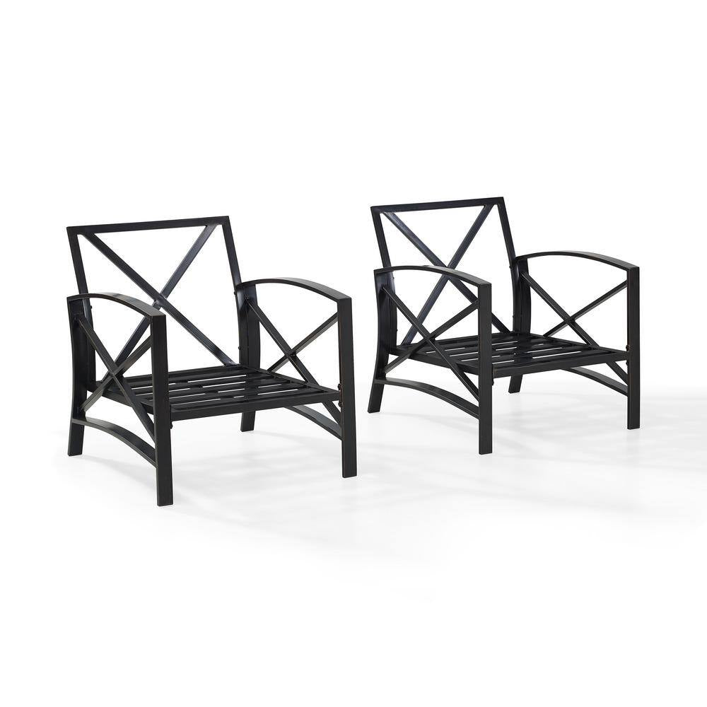 Kaplan 2-Piece Metal Patio Outdoor Seating Set with Oatmeal Cushion - 2-Outdoor Chairs