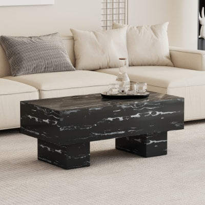 The Black Coffee Table Has Patterns. Modern Rectangular Table, Suitable For Living Rooms And Apartments. 43.3X21.6X17.2
