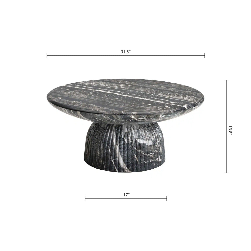 Maddox Single round Coffee Table Stone Marble Effect