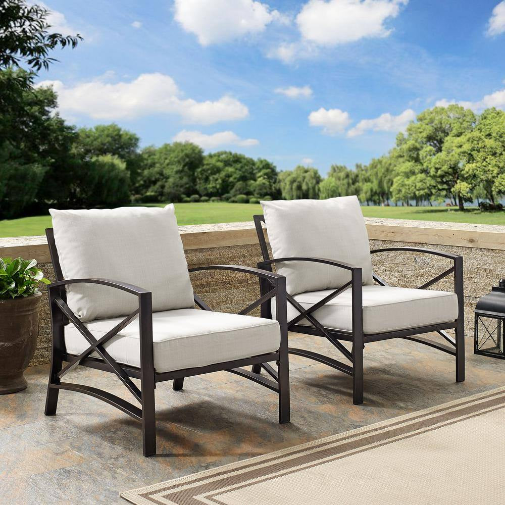 Kaplan 2-Piece Metal Patio Outdoor Seating Set with Oatmeal Cushion - 2-Outdoor Chairs