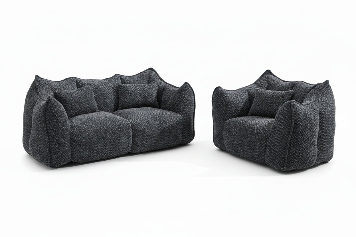 Compressed Plush Bouclé Bean Bag Sofa