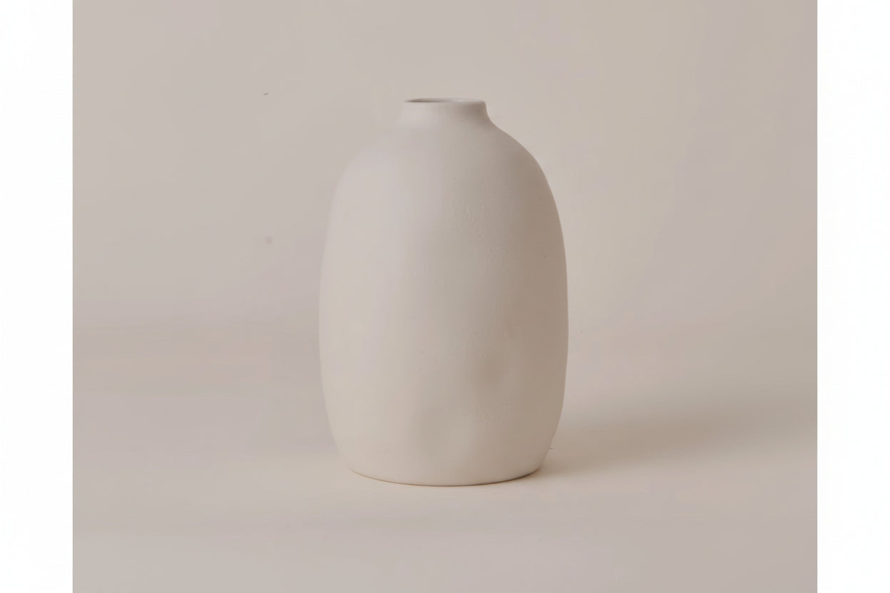 White Nordic Minimalist Ceramic Vase