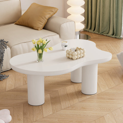 White Cloud-Shaped Coffee Table – Irregular 3-Leg Modern Centrepiece