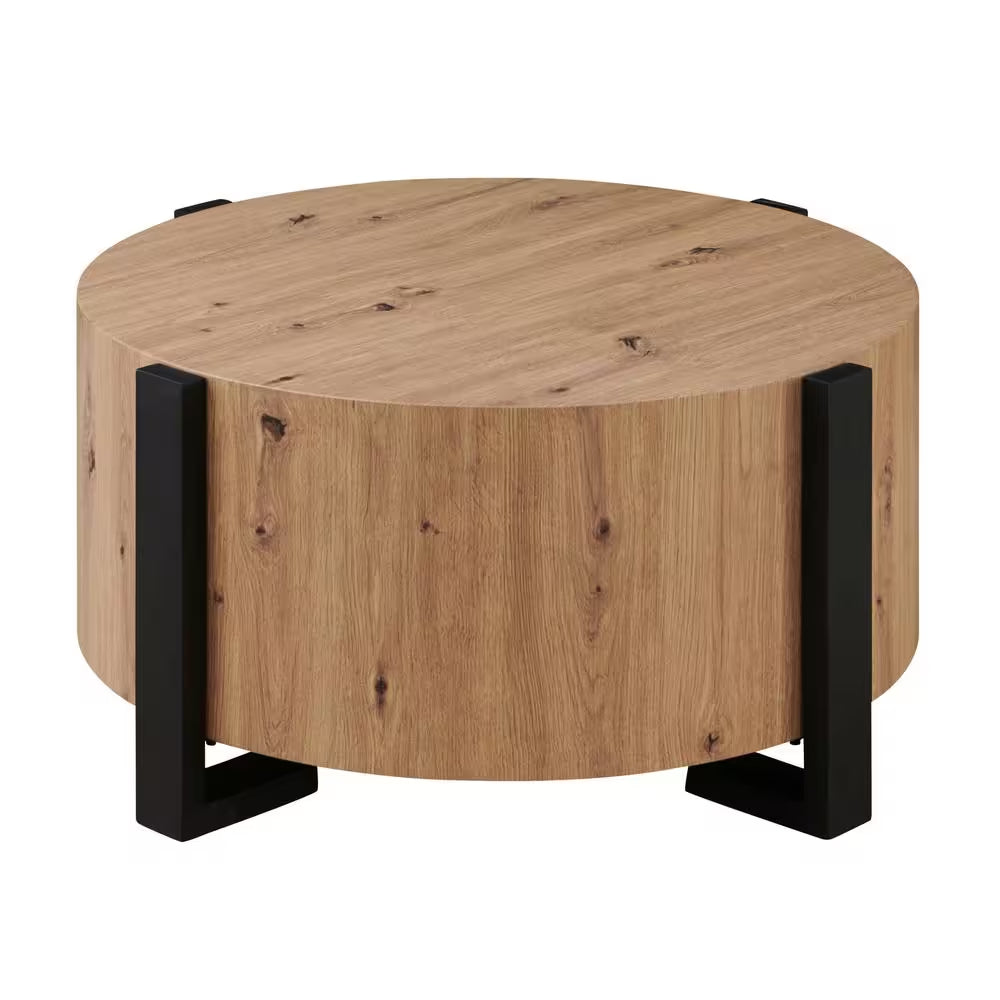 Darcie 36 In. Natural Faux Wood round Cocktail Coffee Table