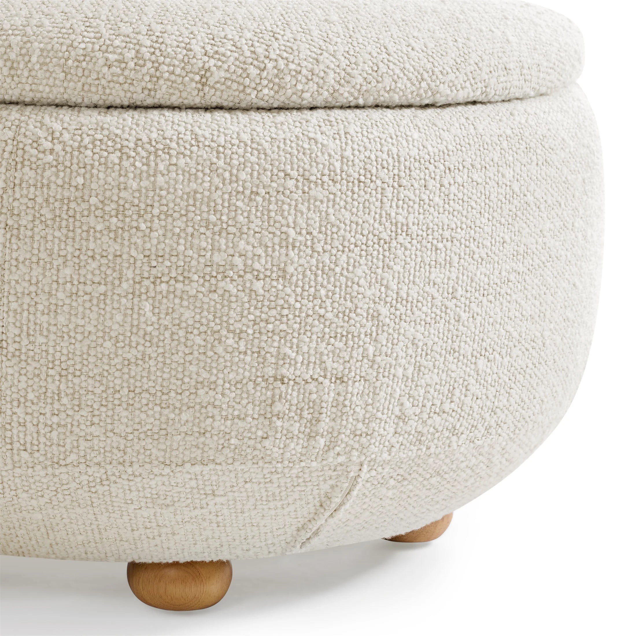 Juliet Modern Boucle Chaise & Storage Ottoman, Pearl