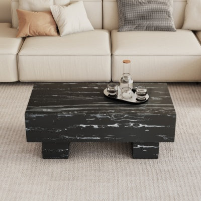The Black Coffee Table Has Patterns. Modern Rectangular Table, Suitable For Living Rooms And Apartments. 43.3X21.6X17.2