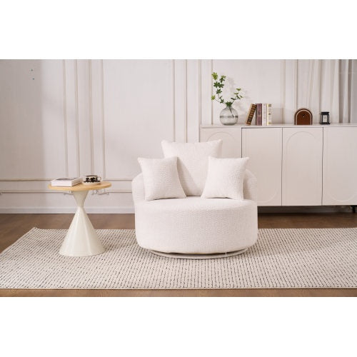 Swivel Compression Chair – White Crochet Yarn Full-Sponge Comfort