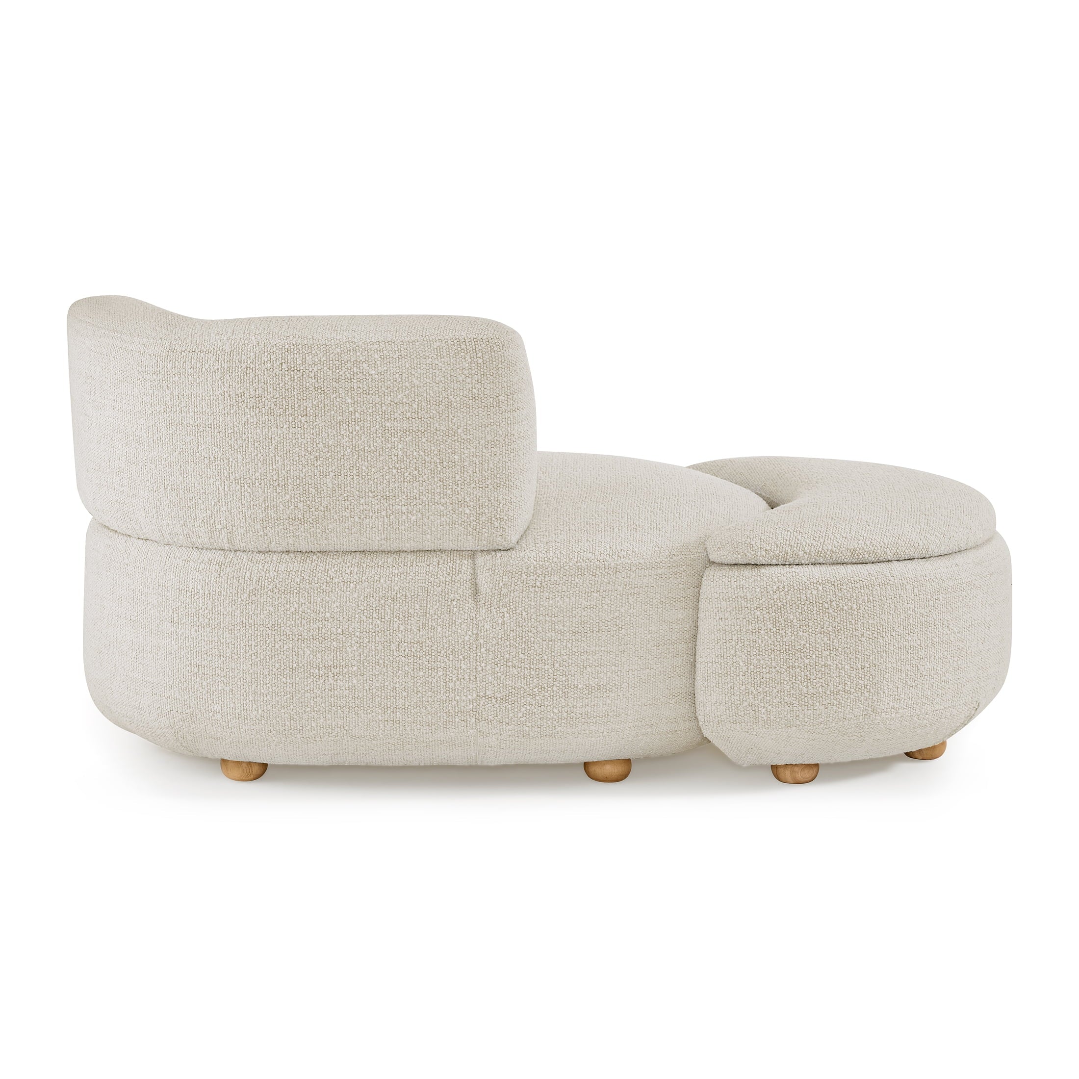 Juliet Modern Boucle Chaise & Storage Ottoman, Pearl