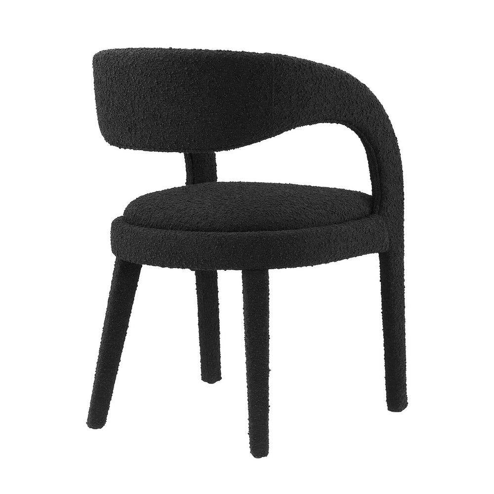 Pinnacle Boucle Upholstered Dining Chair Set of 2 in Black