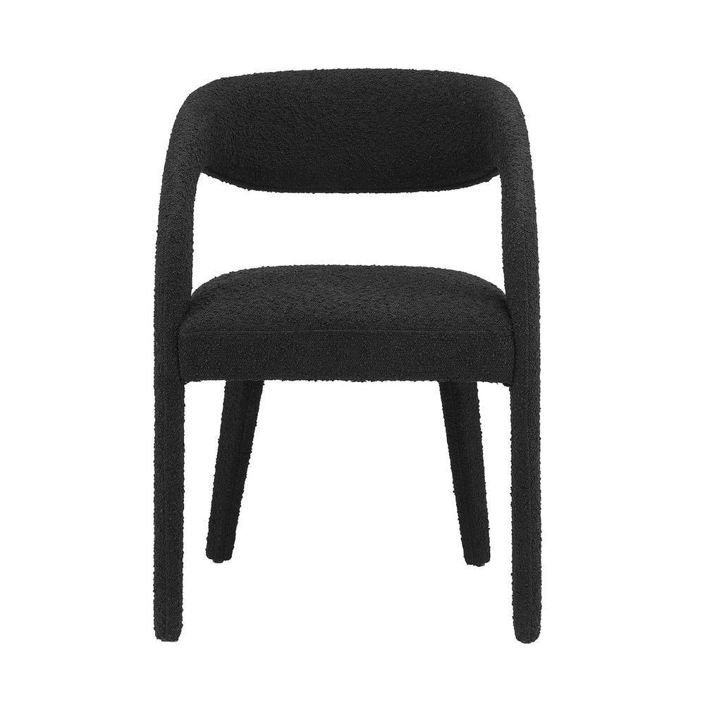 Pinnacle Boucle Upholstered Dining Chair Set of 2 in Black