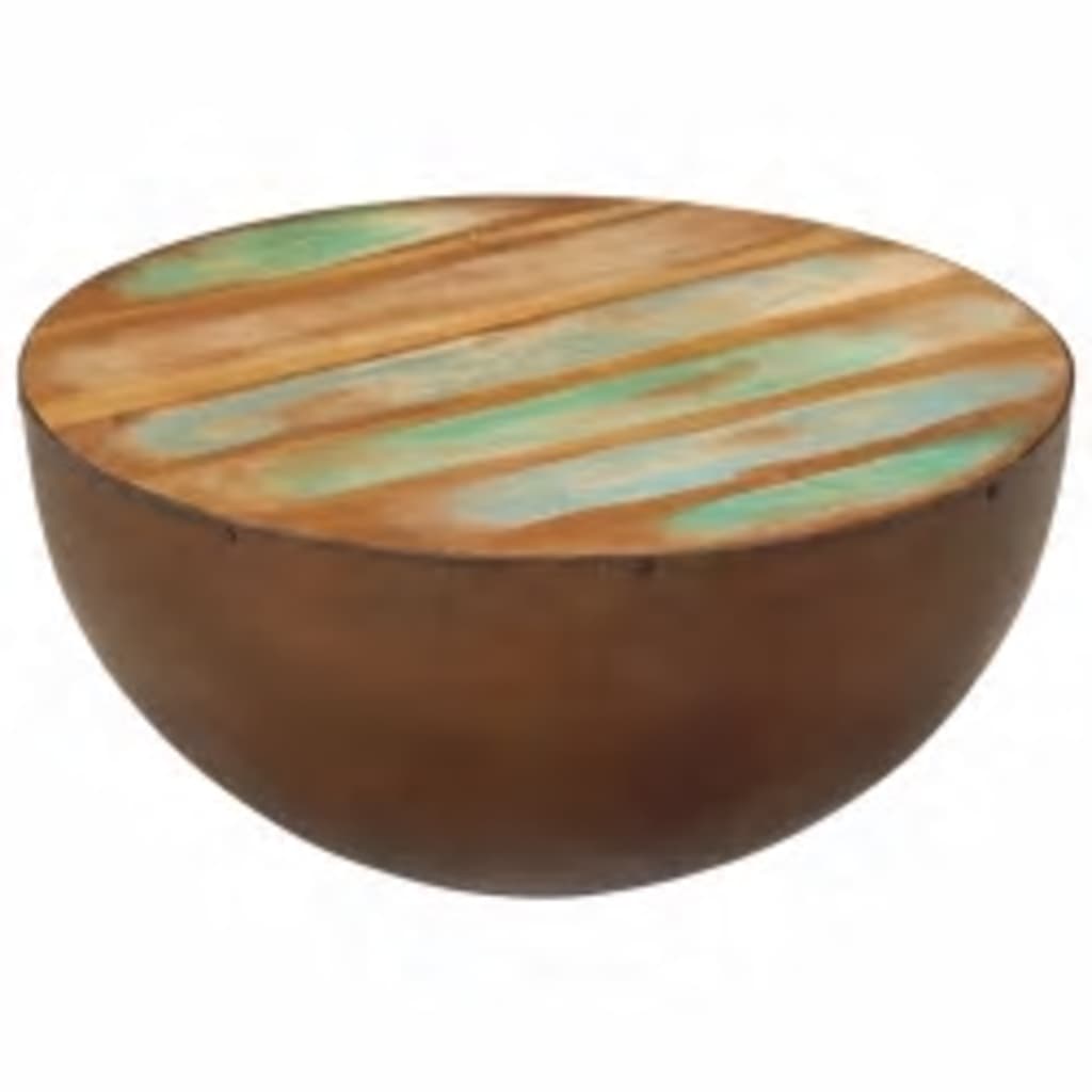 Rustic Bowl-Shaped Solid Reclaimed Wood Coffee Table