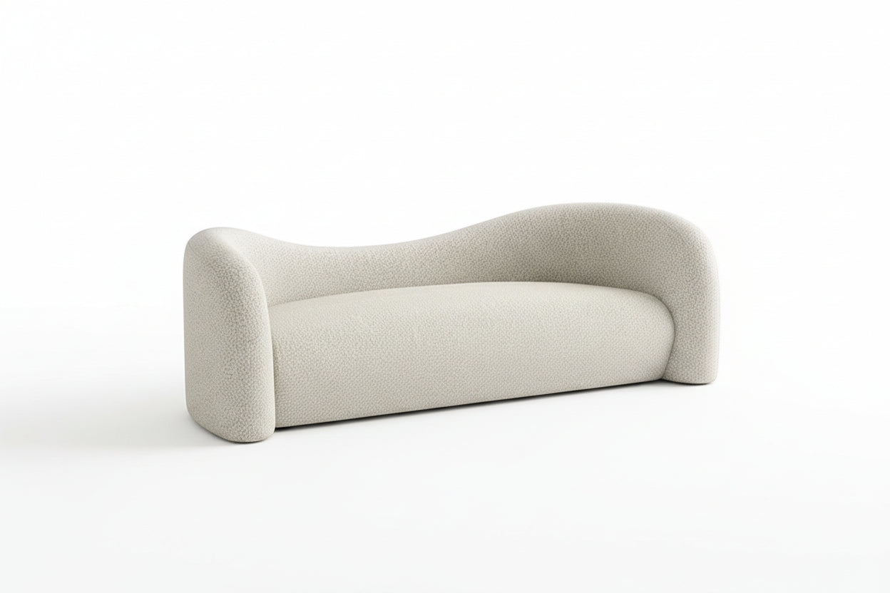 Lamb Wool Living Room Sofa| Luxe Off-White