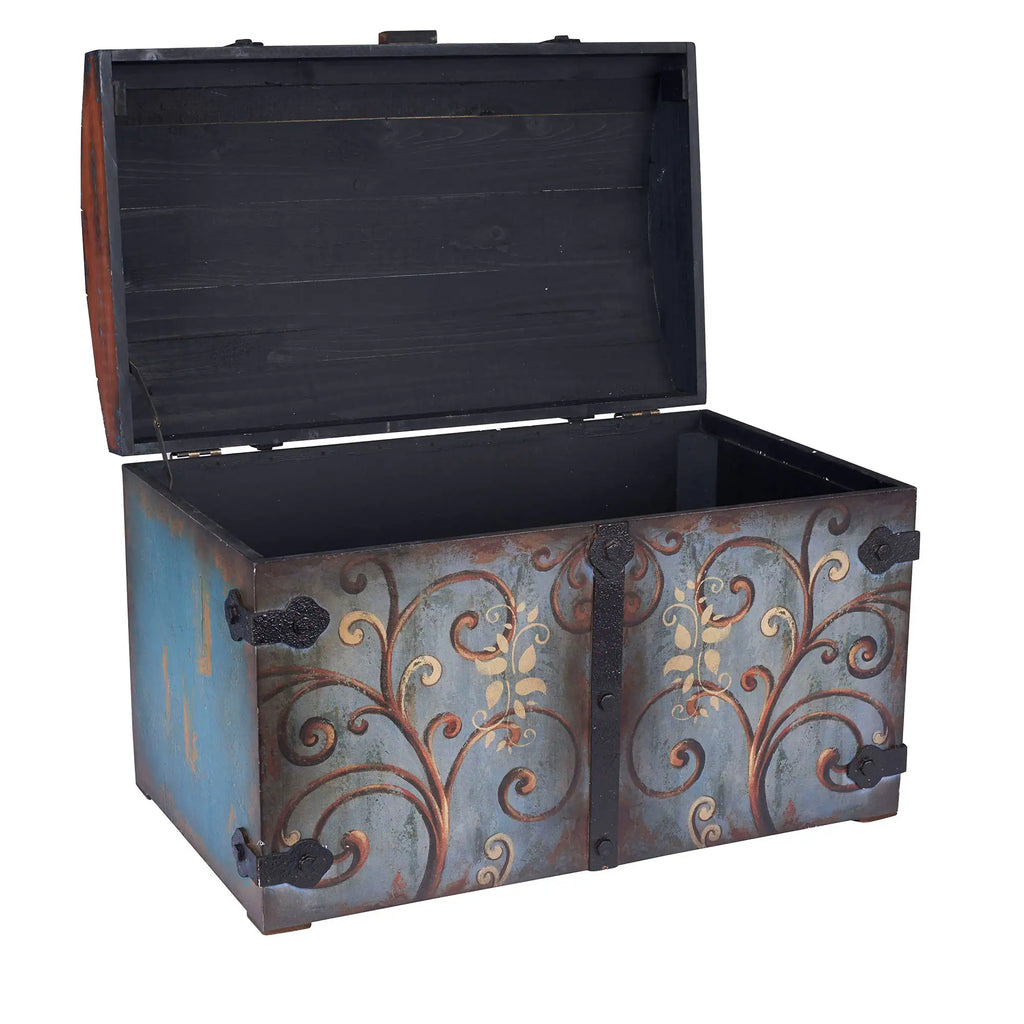 Decorative Trunk with Metal Accents and Lid with Latch - 14.5"L X 23.5"W X 16.0"H