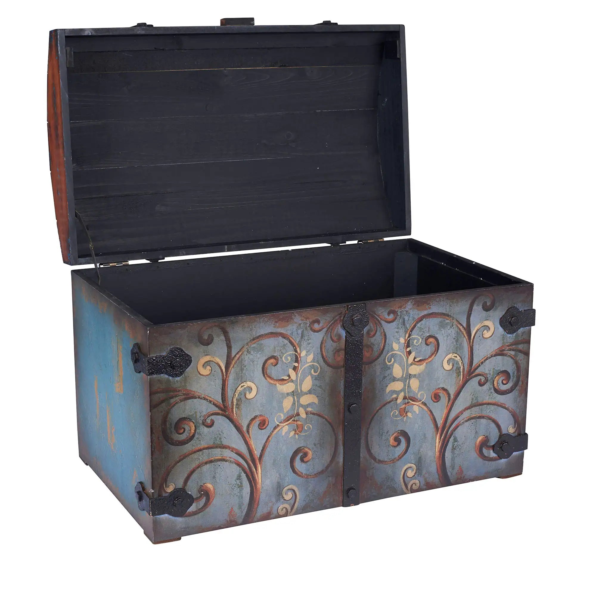 Decorative Trunk with Metal Accents and Lid with Latch - 14.5"L X 23.5"W X 16.0"H