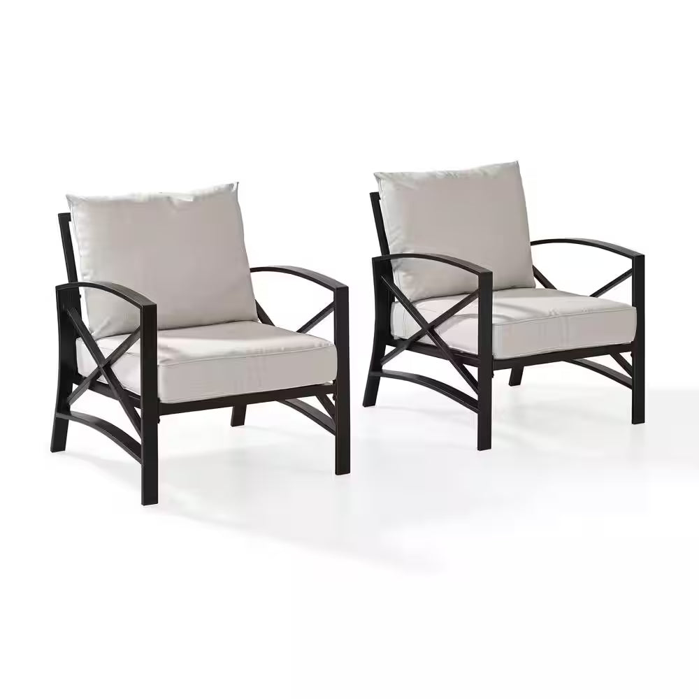 Kaplan 2-Piece Metal Patio Outdoor Seating Set with Oatmeal Cushion - 2-Outdoor Chairs